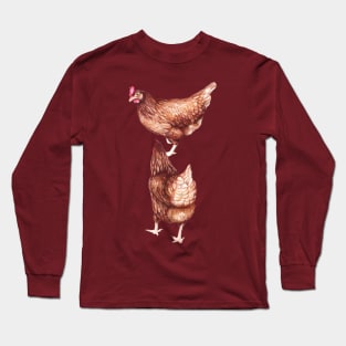 I love Chickens - Watercolor illustration Long Sleeve T-Shirt